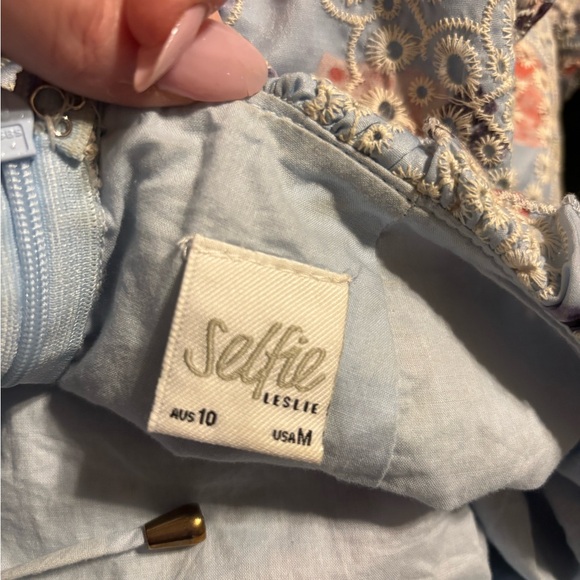 Frill Seeker Eyelet Embroidery TieBack Dress Floral Print  M flawed **2 for 20** - Picture 10 of 16